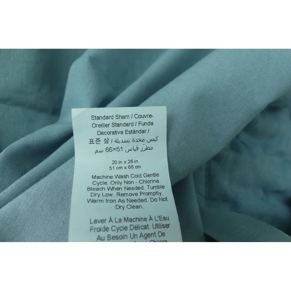 Pottery Barn Cotton Stitch Quilt Standard Shams Pair Light Blue Chambray 20x26